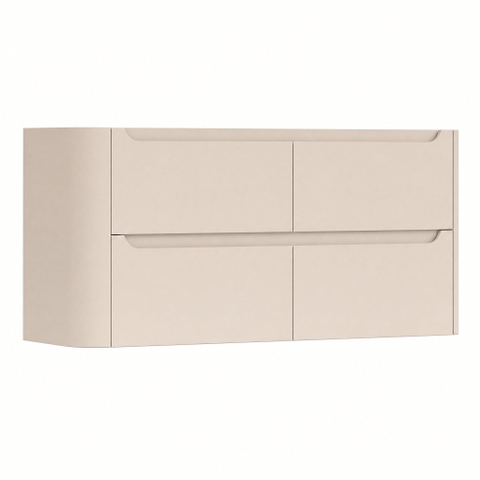 H&R Badmeubelen Juice Wastafelonderkast - 120x45x50cm - linkerhoek afgerond - 4 lades - geïntegreerde greep - merino SW1571953