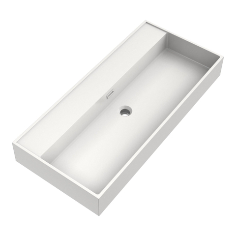 BRAUER Gravity lavabo - 100x46x13cm - 1 vasque - 0 trous de robinet - marbre minéral - blanc satiné SW1200460