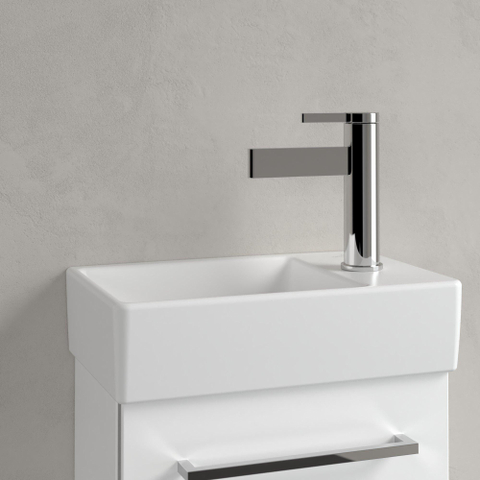 Villeroy & Boch Avento fontein - 1 kraangat rechts - zonder overloop - 36x22cm CeramicPlus - Stone White (mat wit) SW445852