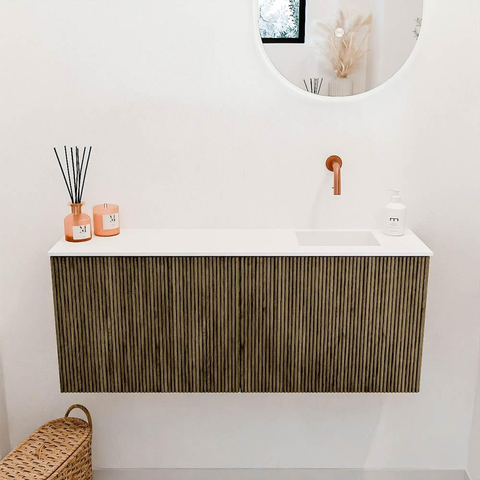 Mondiaz JOYA 100cm toiletmeubel - kleur Dusk - Wastafel FAYE positie Rechts Zonder kraangat kleur Talc. SW1421579
