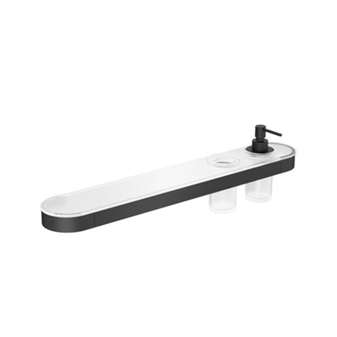Crosswater Velo tablette - 60cm - distributeur de savon - porte-gobelet - noir mat SW1176316