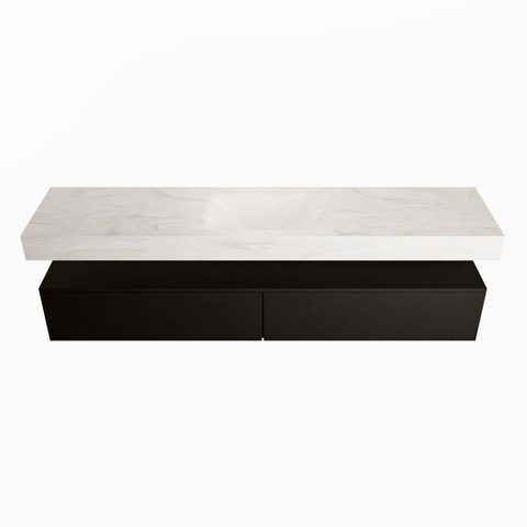 Mondiaz ALAN-DLUX Ensemble de meuble - 200cm - meuble Urban mat - 2 tiroirs - Lavabo Cloud Ostra suspendu - vasque Centre - 1 trou de robinet SW807439