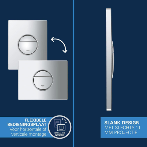 GROHE Solido Start Round toiletset diepspoel - rimless - GROHE Solido inbouwreservoir - softclose toiletzitting - bedieningsplaat chroom SW1244472