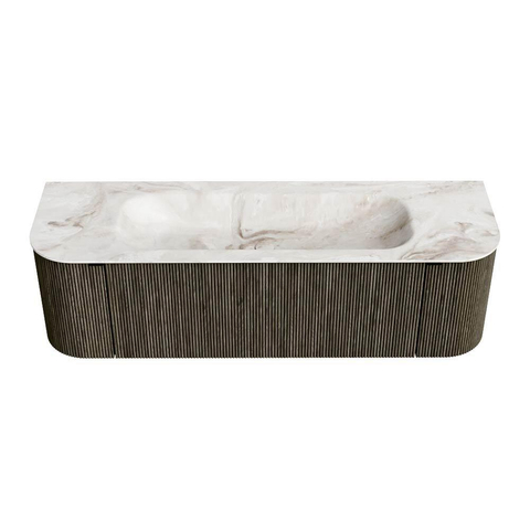 Mondiaz KURVE-DLUX Ensemble de meuble de salle de bains - 150x46x40cm - 1 tiroir - 2 portes - lavabo solid surface - central - 1 trou de robinet - Shadow SW1414353