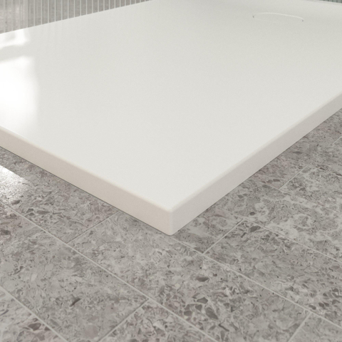 Villeroy & Boch Ecora douchebak - 150x100x3.5cm - afvoer korte zijde - stone white (wit) SW1558958