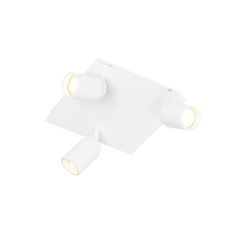 QAZQA Ducha badkamer plafondlamp - 23x23cm - 3 spots - IP44 - vierkant - mat wit TWEEDEKANS OUT14222