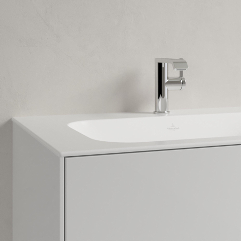 Villeroy & Boch finion meubelwastafel - 1 kraangat - 80x50cm CeramicPlus - zonder overloop - Stone White (mat wit) SW209572