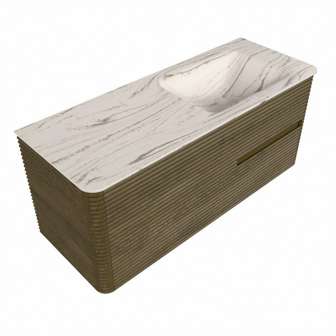 Mondiaz CIRO-DLUX Ensemble de meubles de salle de bains - 120x45x50cm - Lavabo solid surface Nata - 1 bassin à droite - 1 trou de robinet - 2 tiroirs - Dusk SW1533212