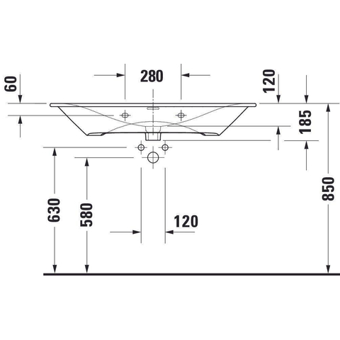 Duravit Viu Meubelwastafel - 103x49cm - met kraangat - met overloop - wit SW297108