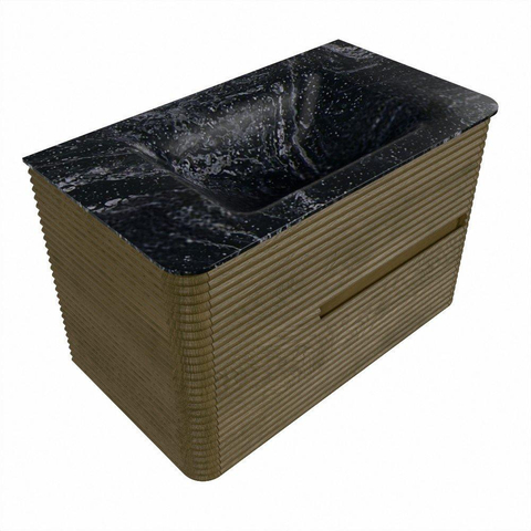 Mondiaz CIRO-DLUX Ensemble de meubles de salle de bains - 80x45x50cm - Lavabo solid surface Lava - 1 vasque au milieu - 1 trou de robinet - 2 tiroirs - Dusk SW1533017