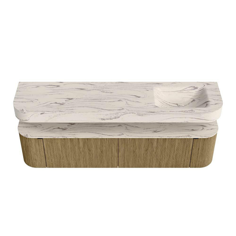 MONDIAZ THOR-DLUX Meuble de salle de bains - 190cm - arrondi gauche + droite - couleur Dusk - 2 tiroirs et 2 portes - Vasque suspendue CLOUD Droite sans trou de robinet - couleur Nata SW1466757