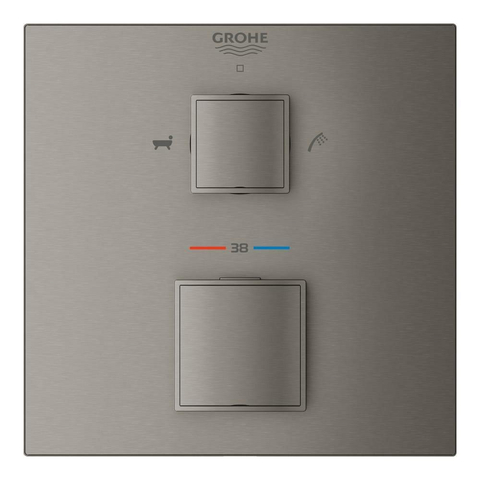 GROHE Grohtherm cube Kit de garniture pour mitigeur thermostatique encastré avec inverseur pour douche et baignoire Brushed Hard graphite brossé (anthracite) SW438853