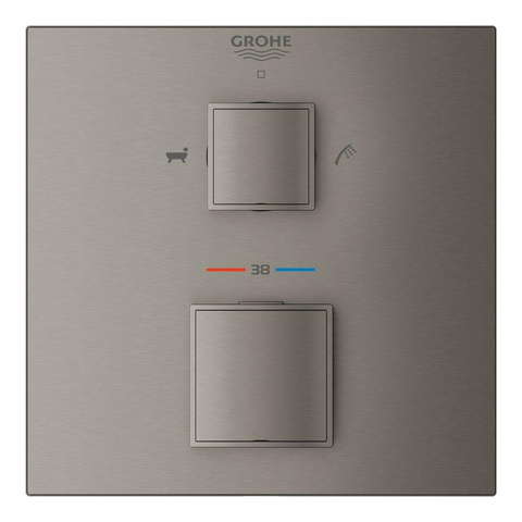 Grohe Grohtherm Cube Mengkraan inbouw - 2 knoppen - bad/douche - brushed hard graphite SW438853