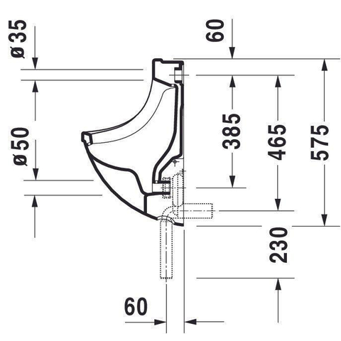 Duravit Starck 3 Cuvette d’urinoir avec fixation et connexion derrière Blanc 0314803