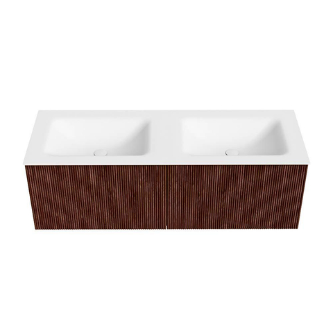 Mondiaz KURVE Badkamermeubelset - 130x46x40cm - 2 lade - wastafel solid surface - dubbel - zonder kraangat - Ruby SW1415316