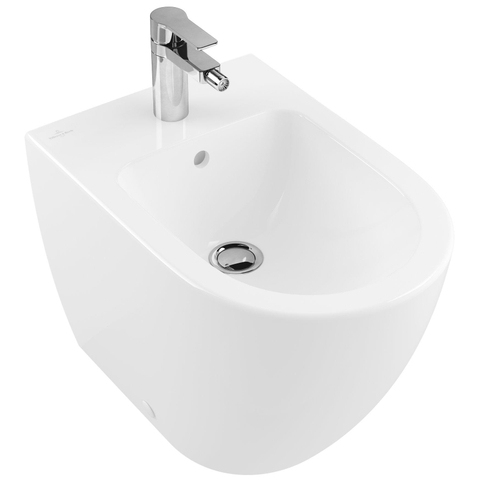 Villeroy & Boch Subway 2.0 staand bidet - 37x56cm - 3 kraangaten middelste open - met overloop - White Alpine (glans wit) 1025182