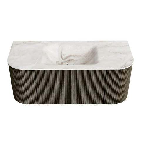 Mondiaz KURVE-DLUX Ensemble de meubles de salle de bains - 110x46x40cm - 1 tiroir - 2 portes - lavabo solid surface - centre - sans trou de robinet - Shadow SW1414320