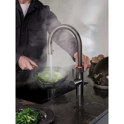 Quooker Flex Round kokendwaterkraan - draaibare & uittrekbare uitloop - Combi+ reservoir - Warm / kokend water - gunmetal SW968361