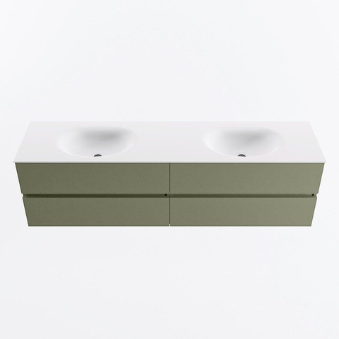 Mondiaz VICA Ensemble meuble de salle de bains - 180cm - army - 4 tiroirs - Lavabo MOON - double sans trou de robinet - couleur talc - Version XL 60cm de hauteur SW1189303