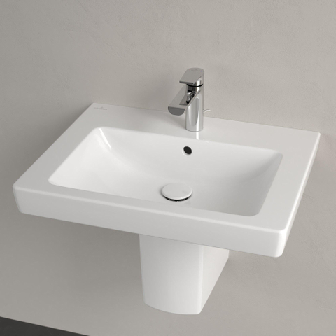 Villeroy & Boch Subway 2.0 wastafel - 60x47cm - 1 kraangat - met overloop CeramicPlus - White Alpine (glans wit) 1024080