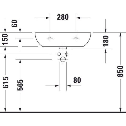 Duravit D-code Wastafel - 60x46cm - glans wit 0315102