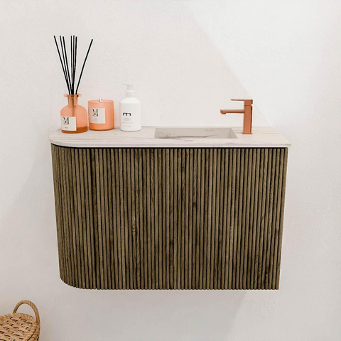 Mondiaz JOYA-DLUX 61.6cm toiletmeubel - ronding links kleur Dusk - Wastafel FAYE positie Rechts 1 kraangat kleur Nata. SW1425919