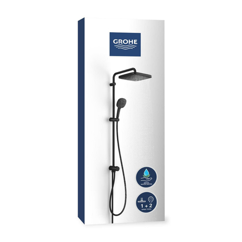 Grohe Vitalio Comfort 250 QuickFix Regendoucheset - 25cm - hoofddouche - vierkante handdouche - 2 straalsoorten - matte black (mat zwart) SW1126945