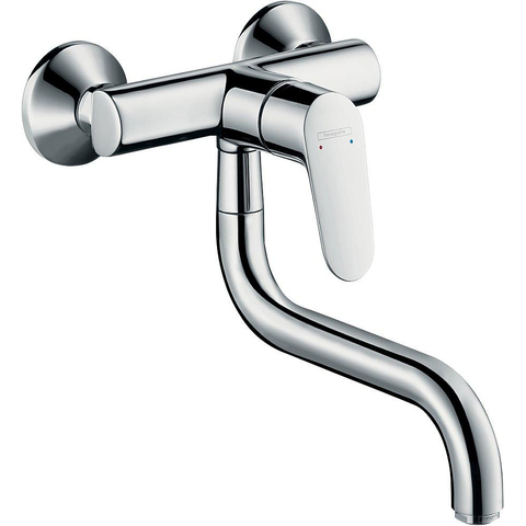 Hansgrohe Focus m41 keukenkraan - voor wandmontage - met koppelingenHOH=15cm - hoogglans chroom 0451500