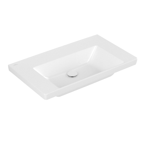 Villeroy & Boch Subway 3.0 meubelwastafel - zonder kraangat - zonder overloop - 80x47x16.5cm CeramicPluswit - White Alpine (glans wit) SW702153
