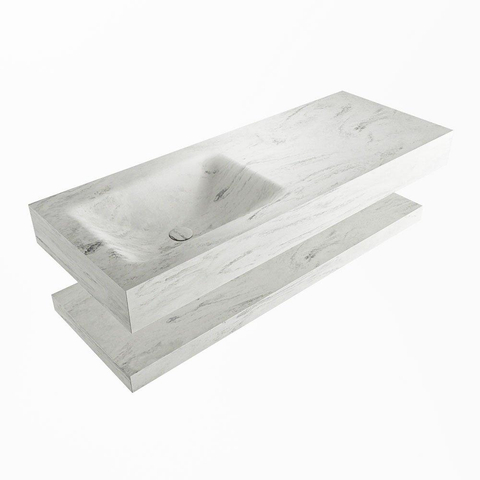MONDIAZ ALAN - DLUX Badkamermeubelset - 120cm - planchet - Opalo - vrijhangende wastafel - wasbak links - 0 kraangaten - Opalo SW809278