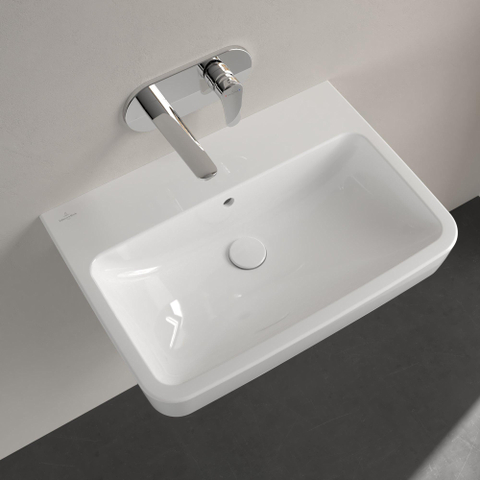 Villeroy & Boch O.novo wastafel - 65x46cm - zonder kraangat - met overloop CeramicPlus - White Alpine (glans wit) SW448455