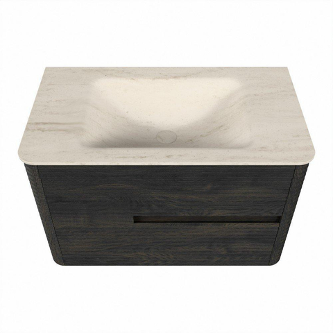 Mondiaz CIRO-DLUX Badkamermeubelset - 80x45x50cm - Solid surface wastafel Meli - 1 wasbak Midden - zonder kraangaten - 2 lades - Shadow SW1532383