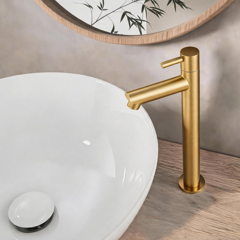Fortifura Calvi Fonteinkraan - 23cm - verhoogd - opbouw - geborsteld messing SW1476847