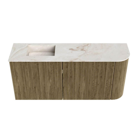 Mondiaz JOYA-DLUX 91.6cm meuble de salle de bains - arrondi droit couleur Dusk - Vasque FAYE position Gauche 1 trou de robinet couleur Frappe. SW1423128