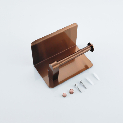Fortifura Calvi Ensemble pour toilettes - porte-rouleau de papier toilette - brosse de toilettes - patère pour serviette - cuivre brossé PVD (Cuivre) SW1390001