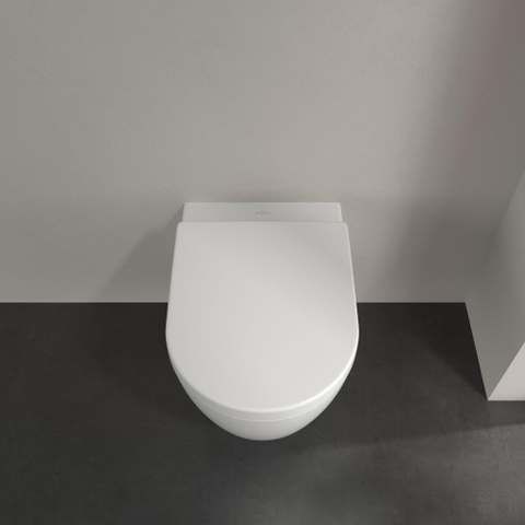 Villeroy & Boch Avento Pack WC - 37x31.5cm - direchtflush - à fond creux - abattant softclose et quickrelease - avec réservoir encastrable - plaque de commande noir mat - Blanc Alpin SW956266