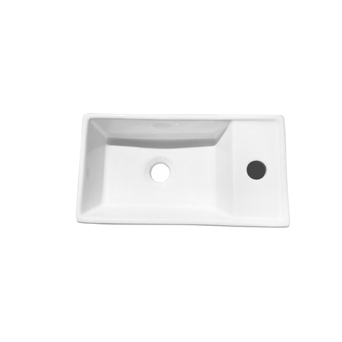 FugaFlow Efficiente Pietra Ensemble lave-mains - 40x22x10cm - céramique - trou de robinet à droite - robinet de lave-mains chromé - bonde - siphon bas - blanc brillant SW1483426