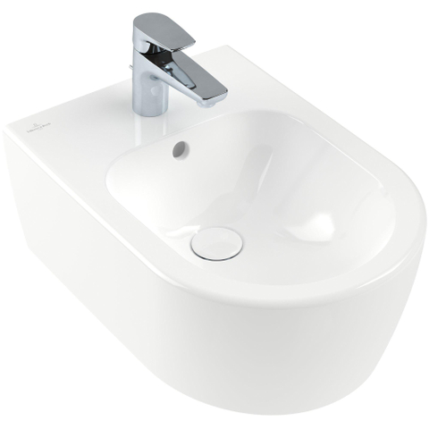 Villeroy & Boch Avento Bidet mural avec trou pour robinetterie et trop-plein avec fixation cachée ceramic+ blanc SW106449