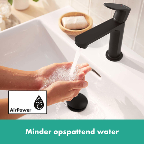 Hansgrohe Rebris s 1 greeps wastafelkraan - 110 met trekwaste - mat zwart SW796578