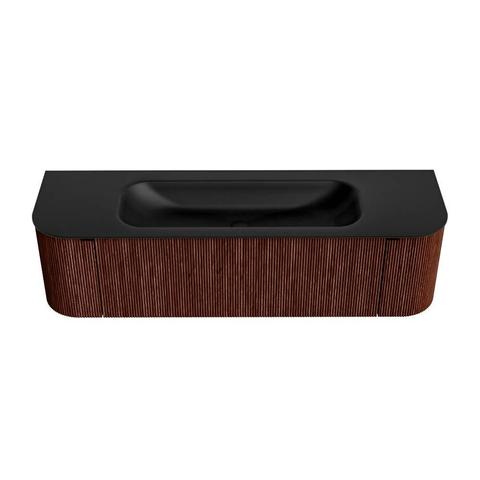 Mondiaz KURVE Badkamermeubelset - 160x46x40cm - 1 lade - 2 deuren - wastafel solid surface - midden - 1 kraangat - Ruby SW1415353