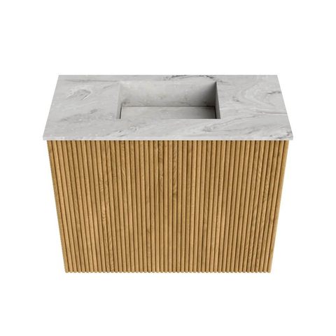 Mondiaz JOYA-DLUX Meuble de salle de bains 50cm - couleur Oak - Vasque FAYE position Milieu Sans trou de robinet couleur Glace. SW1421924