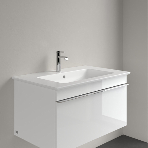 Villeroy & Boch venticello meubelwastafel - 1 kraangat doorgestoken - 80x50cm (geschikt - voor 3 kraangaten) - met overloop - Stone White (mat wit) SW209638