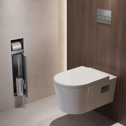 Hansgrohe XtraStoris Rock Porte-brosse WC - porte-rouleau - porte carrelable - brushed stainless steel SW1590310