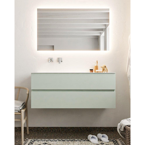 MONDIAZ VICA Badkamermeubelset - 120cm - 2 lades - wasbak Cloud links - 0 kraangaten - solid surface greey SW410744