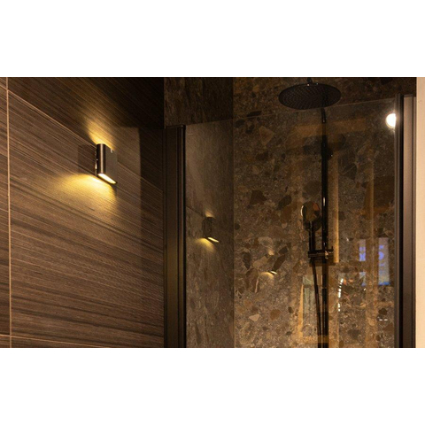 QAZQA Batt wandlamp - 11.5x9x3cm - incl. LED - IP65 - mat zwart SW1187212