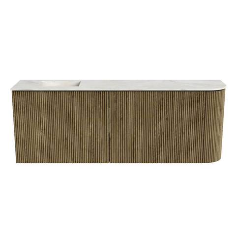 Mondiaz JOYA-DLUX 111.6cm toiletmeubel - ronding rechts kleur Dusk - Wastafel FAYE positie Links Zonder kraangat kleur Ostra. SW1423425