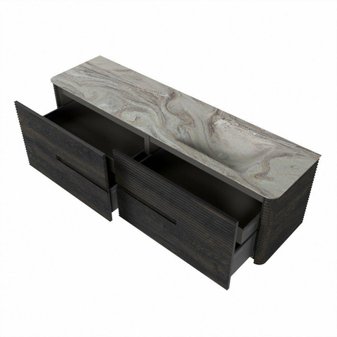 Mondiaz CIRO-DLUX Badkamermeubelset - 170x45x50cm - Solid surface wastafel Glace - 1 wasbak Rechts - zonder kraangaten - 4 lades - Shadow SW1532226