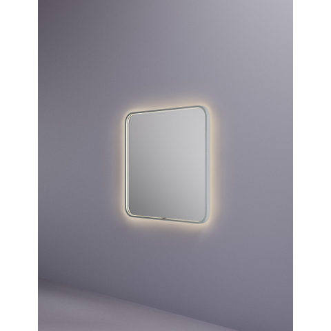 Hotbath &MORE Spiegel - 80x80cm - direct en indirect LED - spiegelverwarming - color changing - dimbaar - met afstandsbediening - geborsteld RVS 316 SW1246094