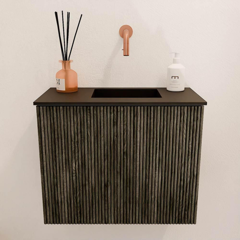 Mondiaz JOYA 50cm meuble de toilette - couleur Shadow - Vasque FAYE position Droite Sans trou de robinet couleur Urban. SW1421463
