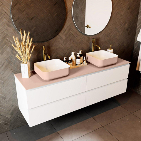 Mondiaz TOP 46 Topblad - 160x46x0.9cm - geschikt voor afdekplaat - Solid surface - Rosee SW1017597